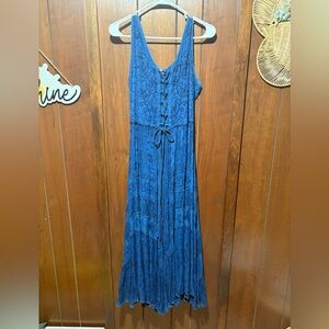 Scully Blue Lace-Up Maxi Dress